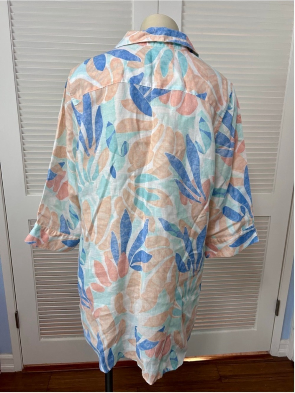 Chico’s No Iron Linen Floral Button Down Shirt Size 3 XL 16/18 - Picture 5 of 10